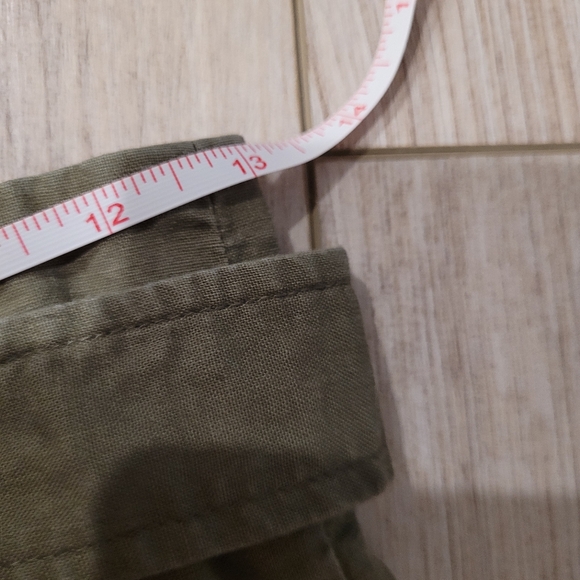 Uniqlo High-waist Wide-Leg Mobster Flatter Linen Cotton Army Green Pants S 26-27 - Picture 5 of 9